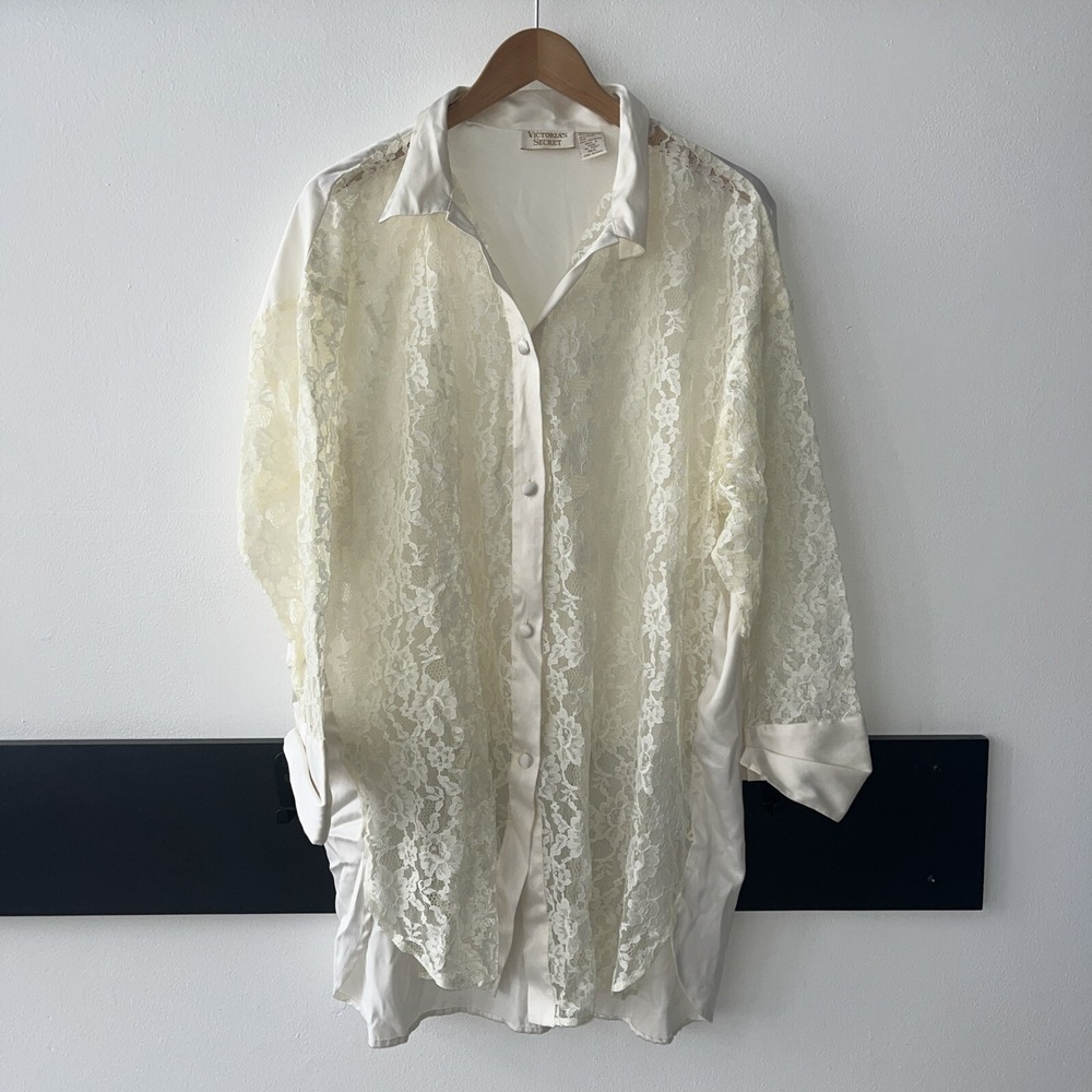 victoria's secret Intimate Lace Sheer Gold Label Vintage Nightgown Night Shirt